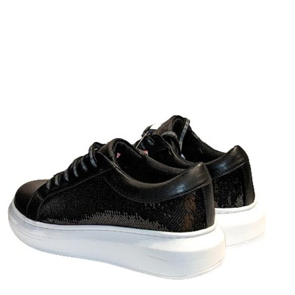 Juicy Couture Delia Womens Black Sequin Bling Lace Up Sneaker Size 8 New in Box - Picture 7 of 13